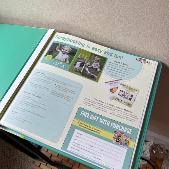 New Old Stock Creating Keepsakes 12x12 Teal Green Stripe Scrapbook Album 15 Pg - Picture 8 of 14